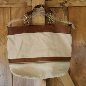 J. Crew Canvas and Leather Tote